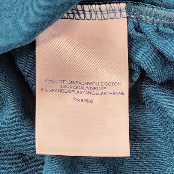 Lands End Top Womens 2X Blue Scoop Neck Crop Sleeve Side Ruched Tunic Casual - Picture 4 of 9